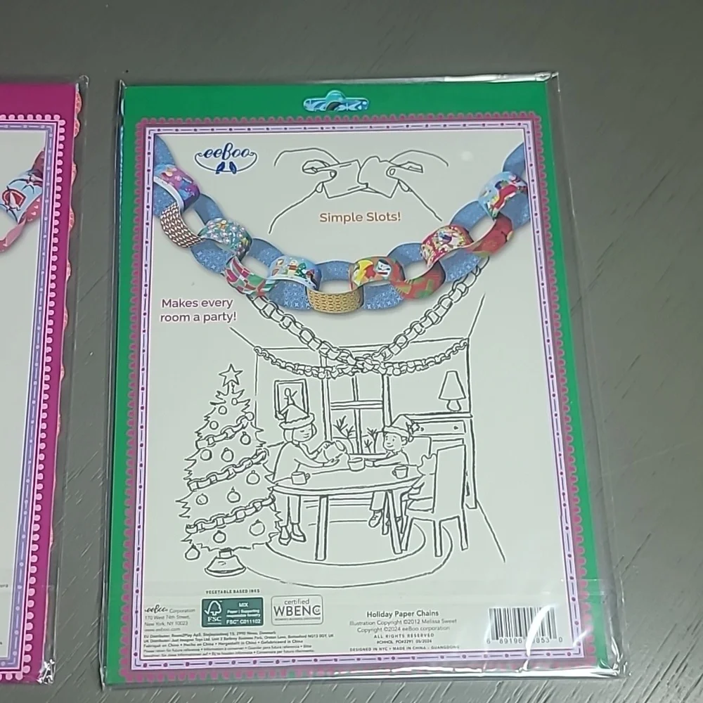 eeBoo Colorful Paper Chains Decoration Set Of 2